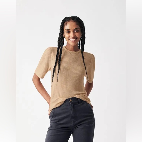 NWT Faherty Legend Rib Layne Tee Nomad Natural - Picture 1 of 4